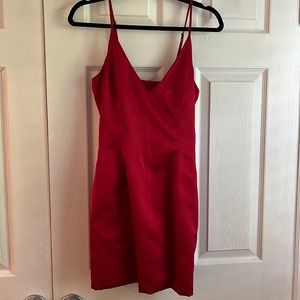 Fashion nova red satin mini dress with pockets